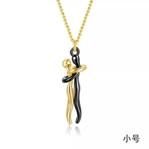 Couple Hug Pendant Necklace Romantic Gifts for Love in black and gold